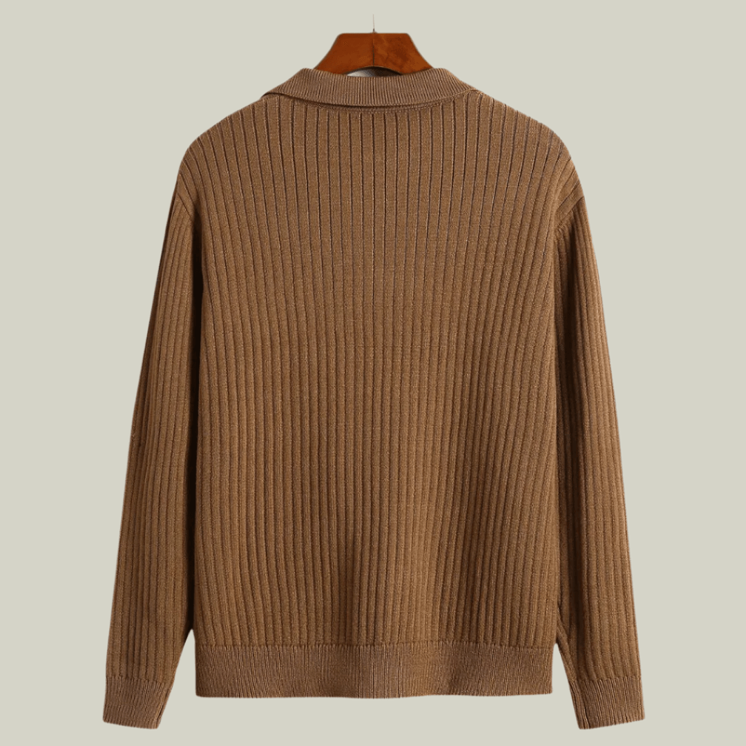 V-Neck Polo Sweater Ribbed