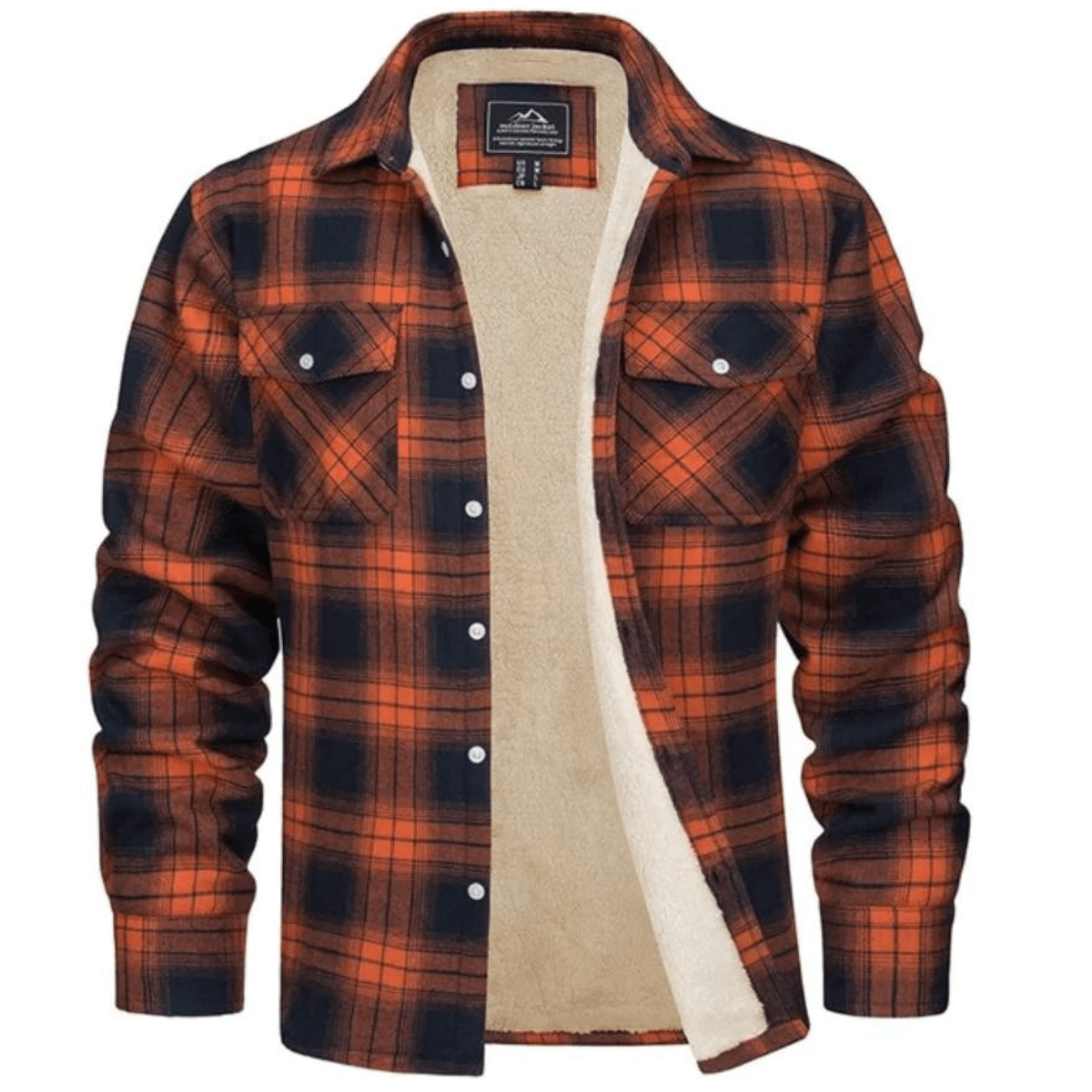 Men’s Checked Jacket - Fleece-Lined - Button-Up - Warm Casual Outerwear
