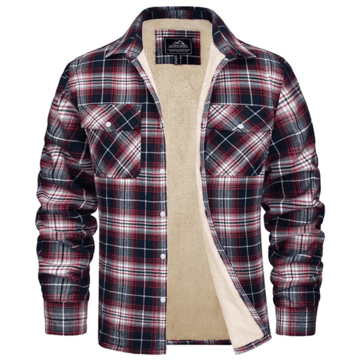 Men’s Checked Jacket - Fleece-Lined - Button-Up - Warm Casual Outerwear