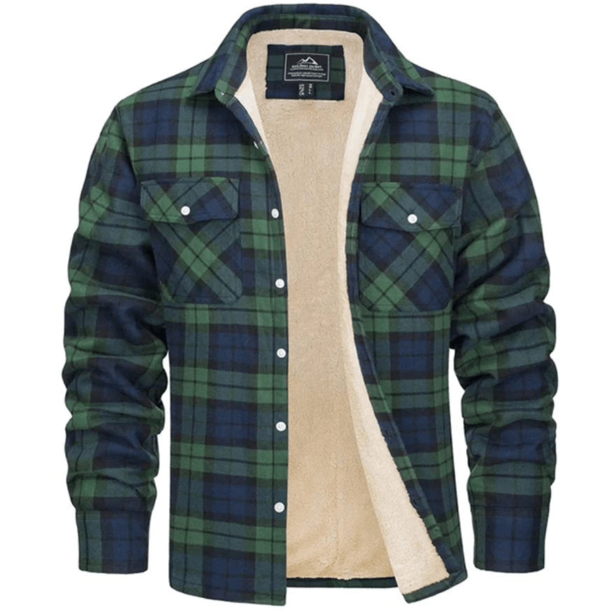 Men’s Checked Jacket - Fleece-Lined - Button-Up - Warm Casual Outerwear