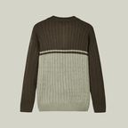 Two-tone sweater with brown top and gray bottom