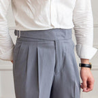 Classic buckle fastening pants high waist for men